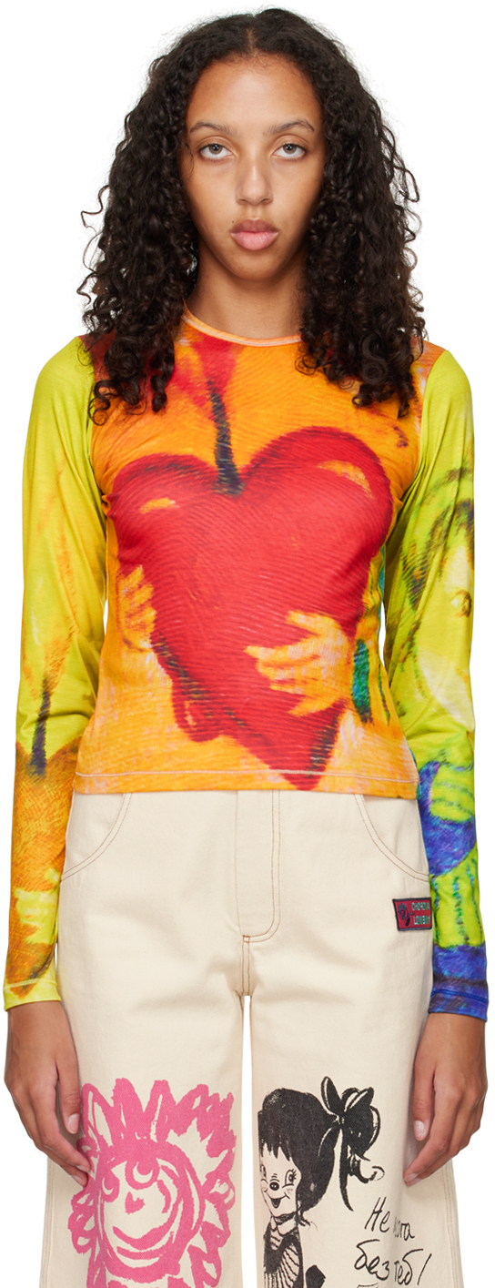 Chopova Lowena Multicolor Fire Heart Long Sleeve T-shirt | ModeSens