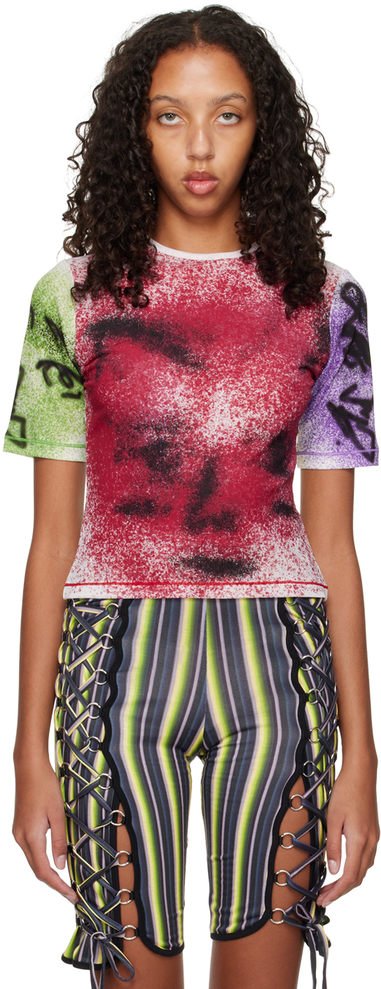 Shop Chopova Lowena Multicolor Spray Devil T-shirt In Red Multi