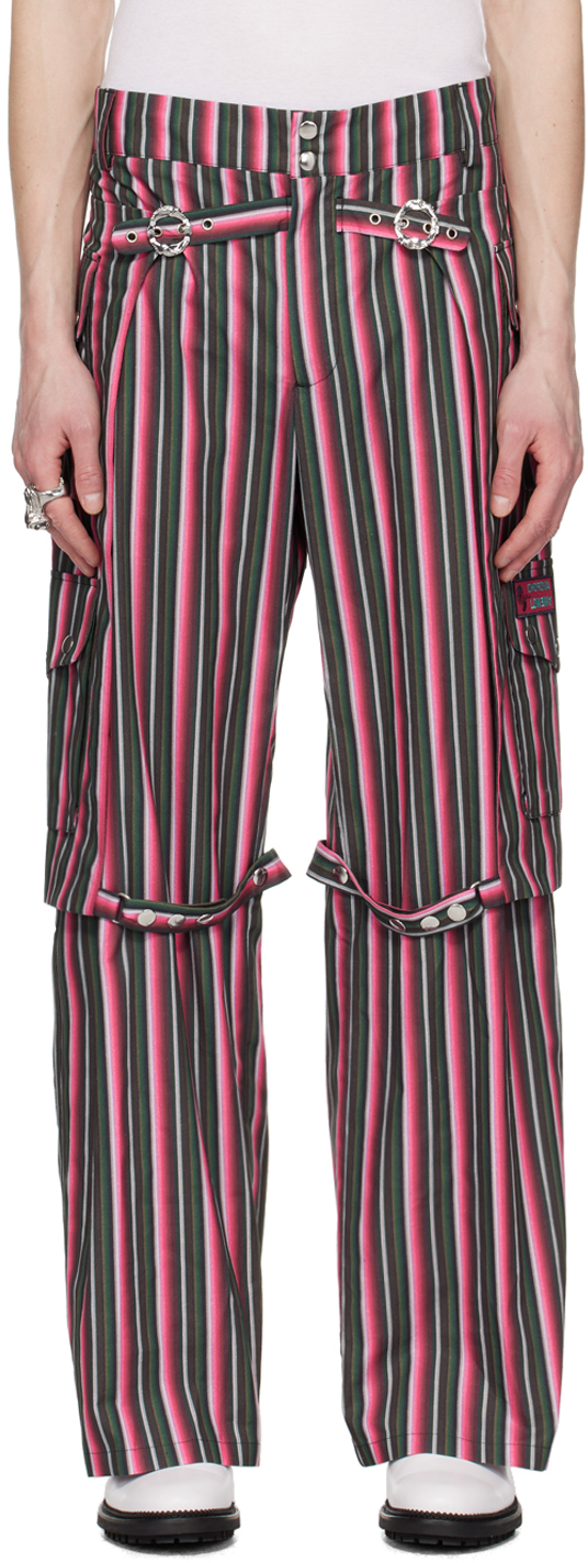 Chopova Lowena Green & Pink Moscha Trousers In Watermelon Stripe