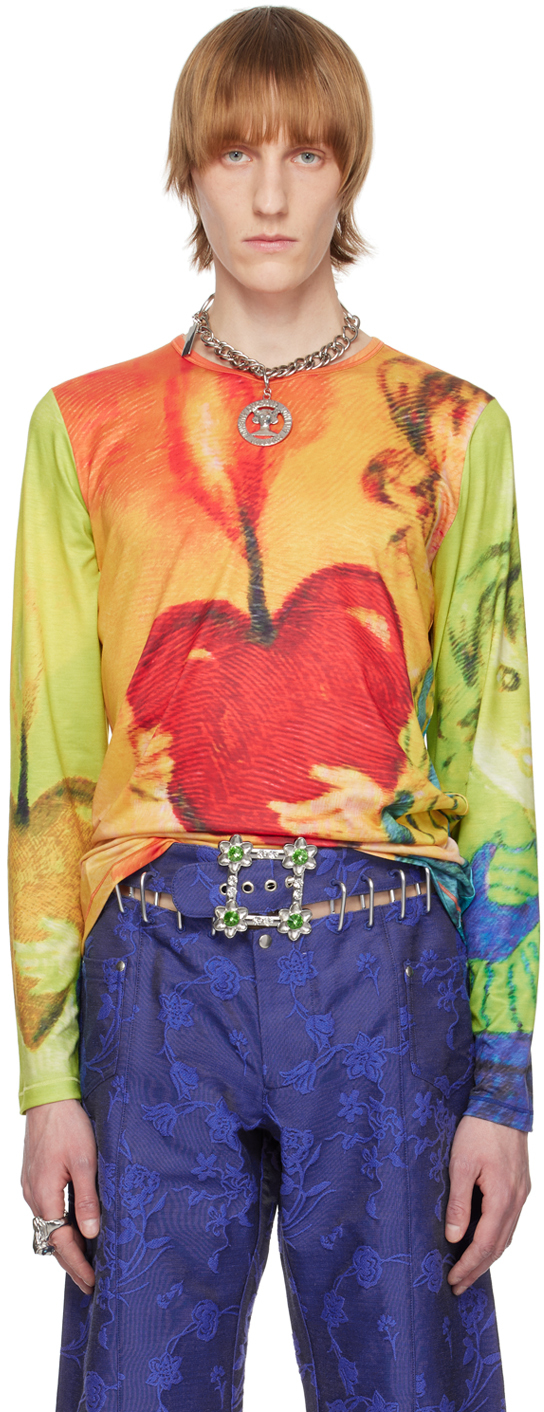Chopova Lowena Multicolor Fire Heart Long Sleeve T-Shirt