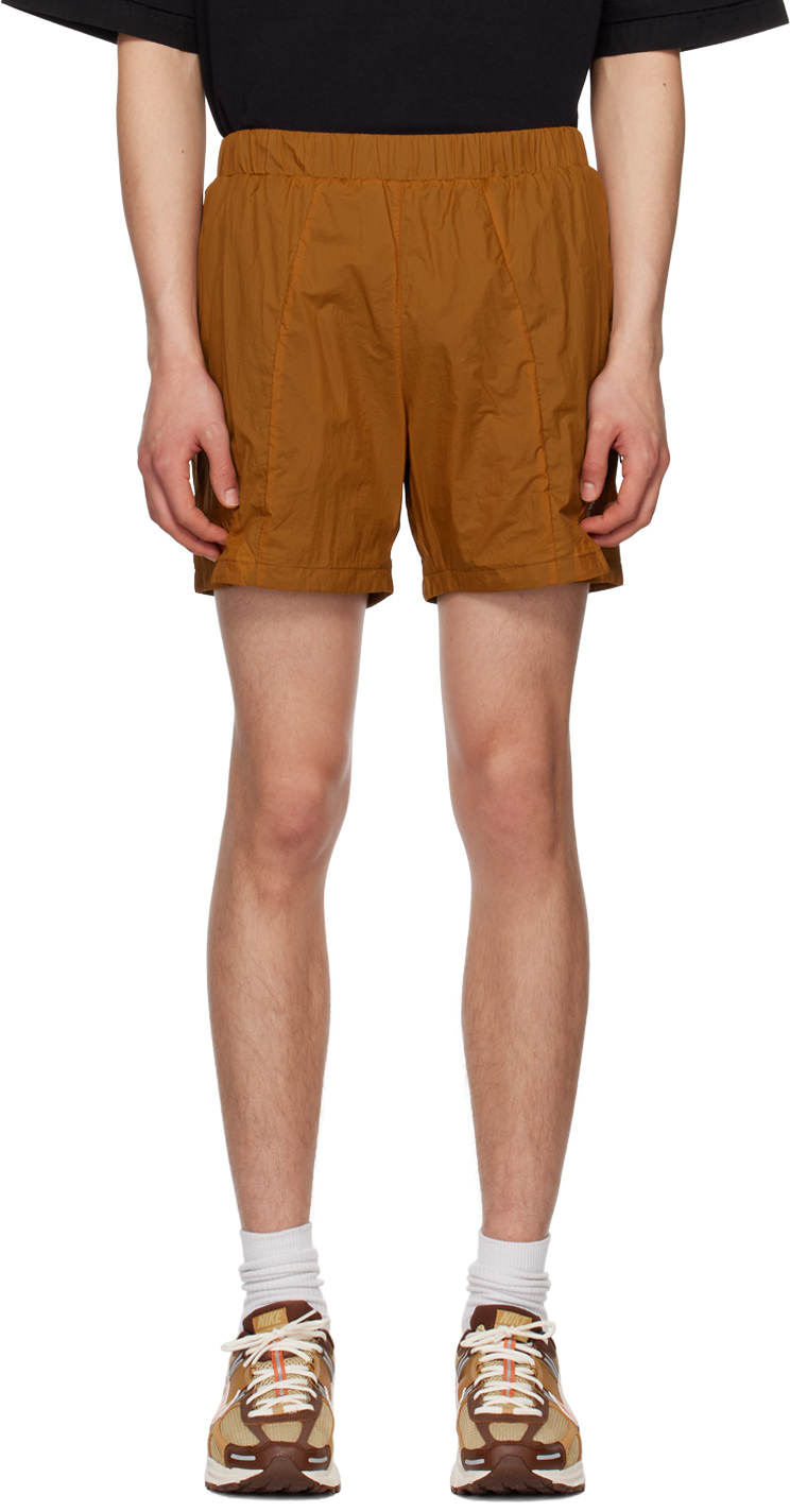 Orange Pleated Shorts by Saul Nash on Sale