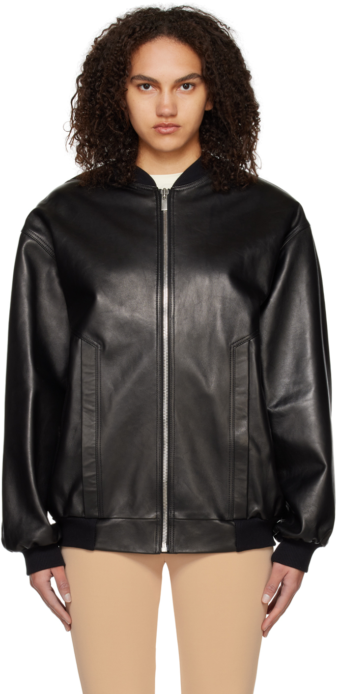 Magda Butrym: Black Oversized Leather Jacket | SSENSE