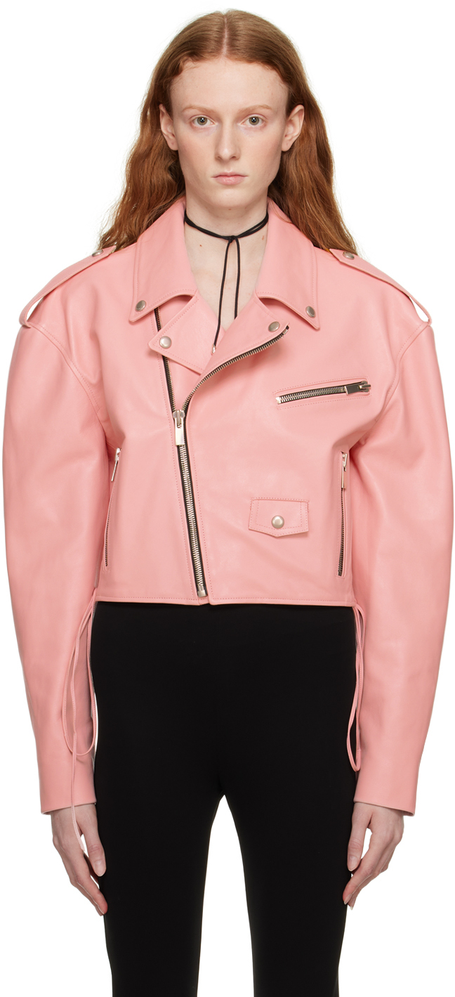 Magda Butrym Pink Biker Leather Jacket