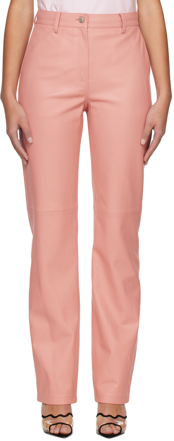 Pink Paneled Leather Pants