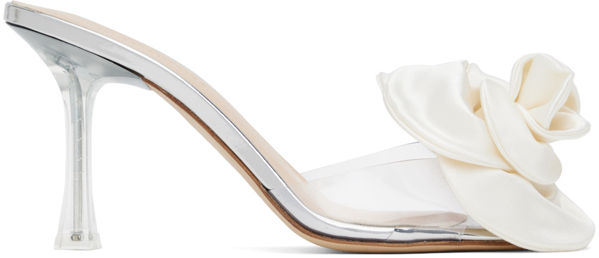 Magda Butrym Transparent & Off-white Flower Heeled Sandals In Cream