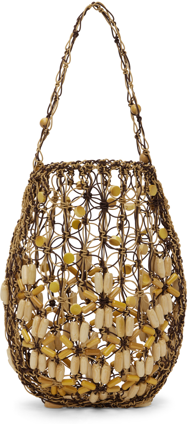 Mame Kurogouchi Brown & Beige Beaded Bag | ModeSens