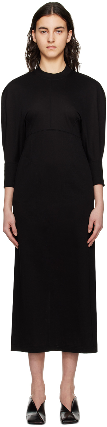 Black Balloon Midi Dress