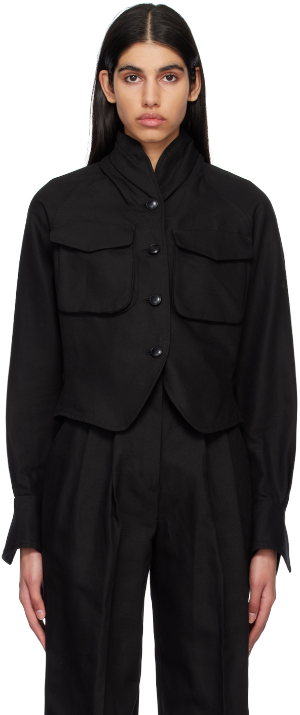 Mame Kurogouchi Black Shawl Jacket