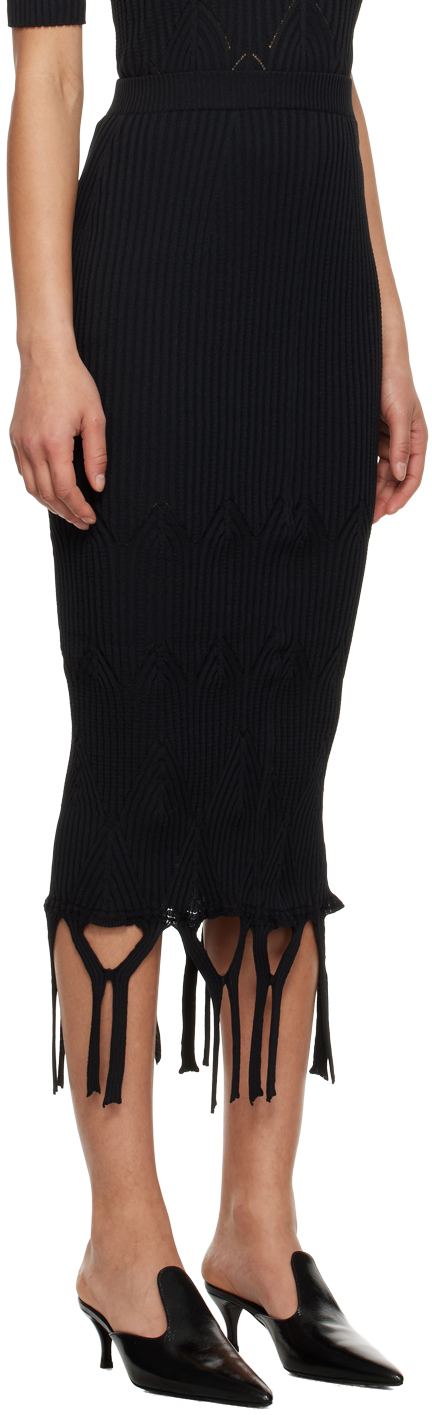 MAME KUROGOUCHI BLACK BASKET WEAVE MIDI SKIRT 