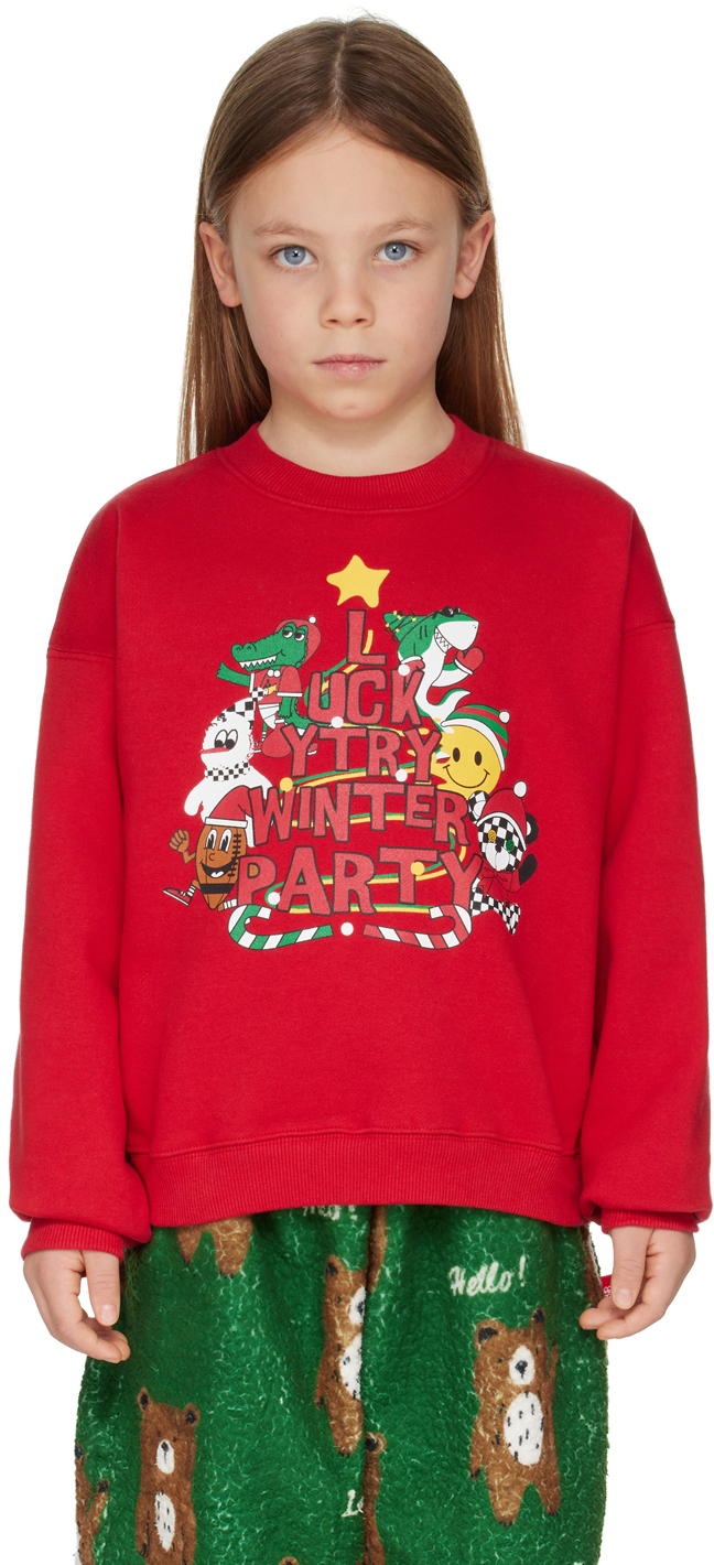 Luckytry Ssense Exclusive Kids Red 'winter Party' Sweatshirt