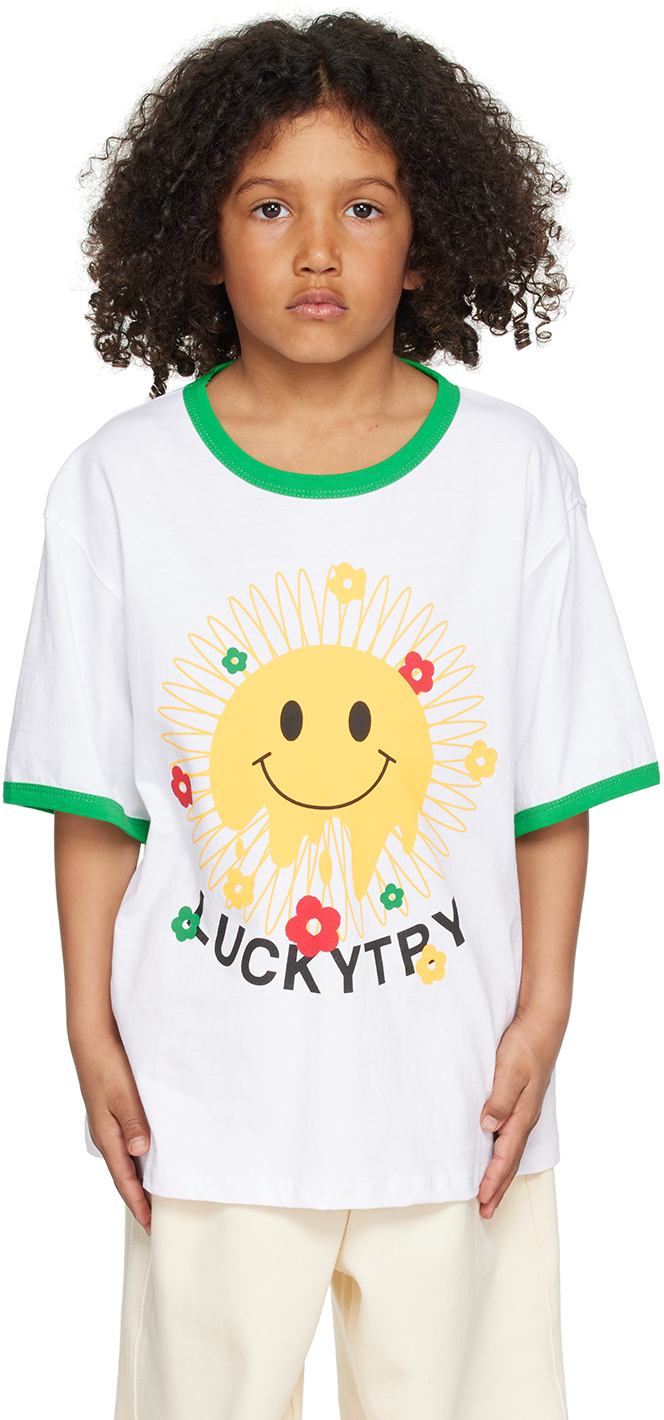 Luckytry Kids White Smile Flower T-shirt