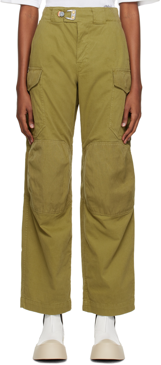 Objects Iv Life Khaki Stamped Cargo Trousers In Khaki Green