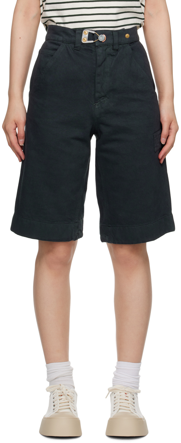 Gray Five-Pocket Denim Shorts