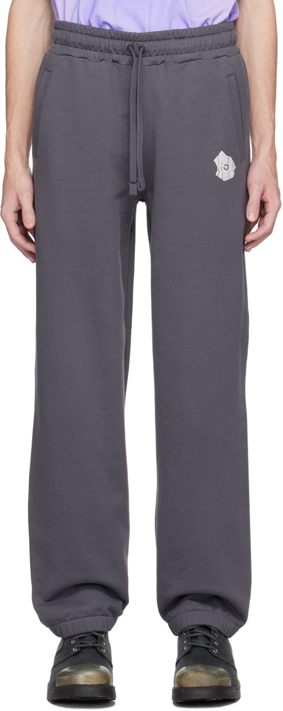 Objects Iv Life Gray Printed Sweatpants In Anthracite