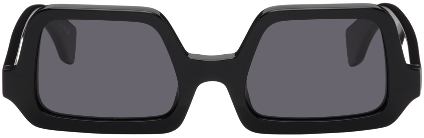 Marcelo Burlon County Of Milan Black Solidago Sunglasses In Black Dark Grey
