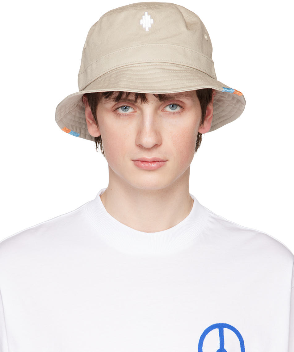 Beige Cross Stitching Bucket Hat