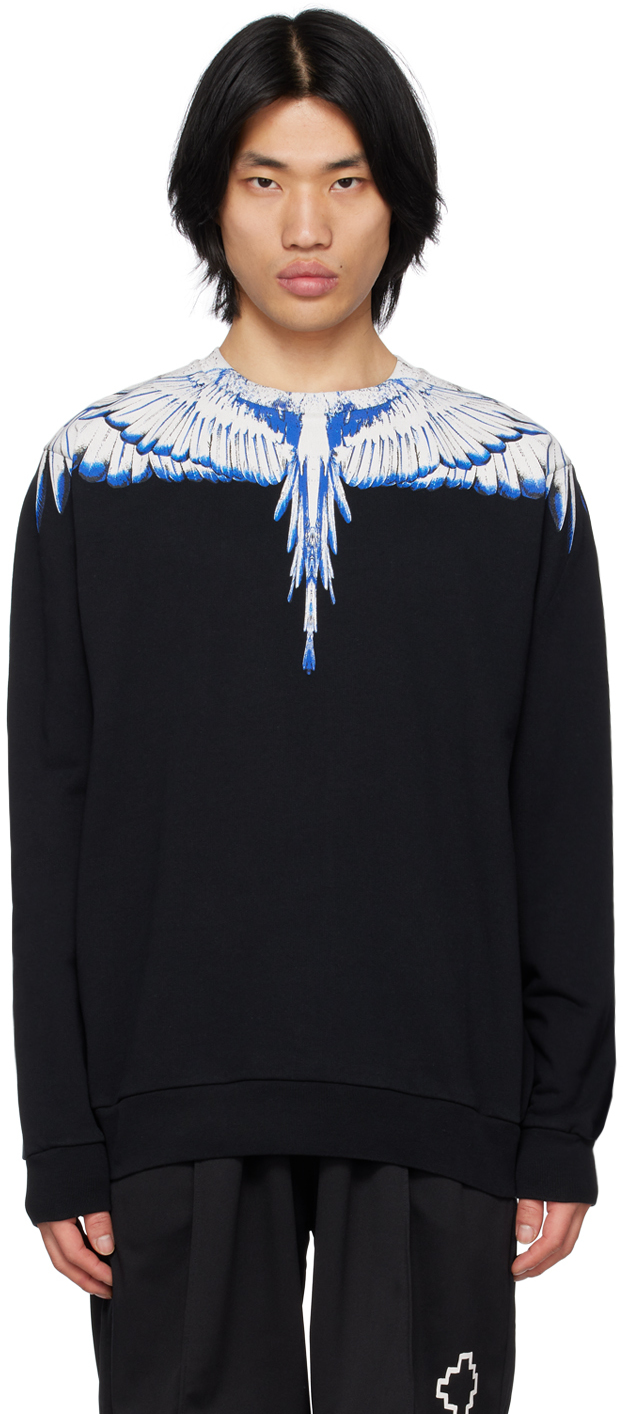 Shop Marcelo Burlon County Of Milan Black Icon Wings Sweatshirt In Black White