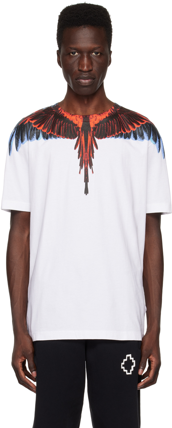 Marcelo Burlon County Of Milan White Icon Wings T-shirt In White Red