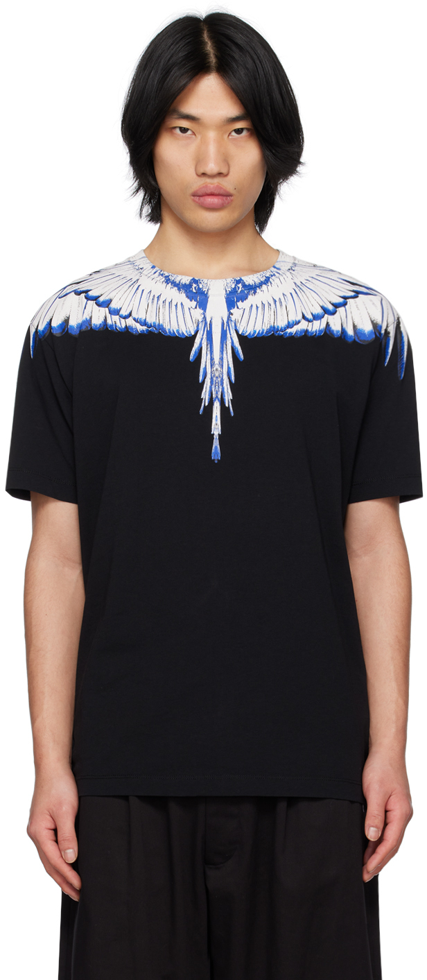 Shop Marcelo Burlon County Of Milan Black Icon Wings T-shirt In Black White