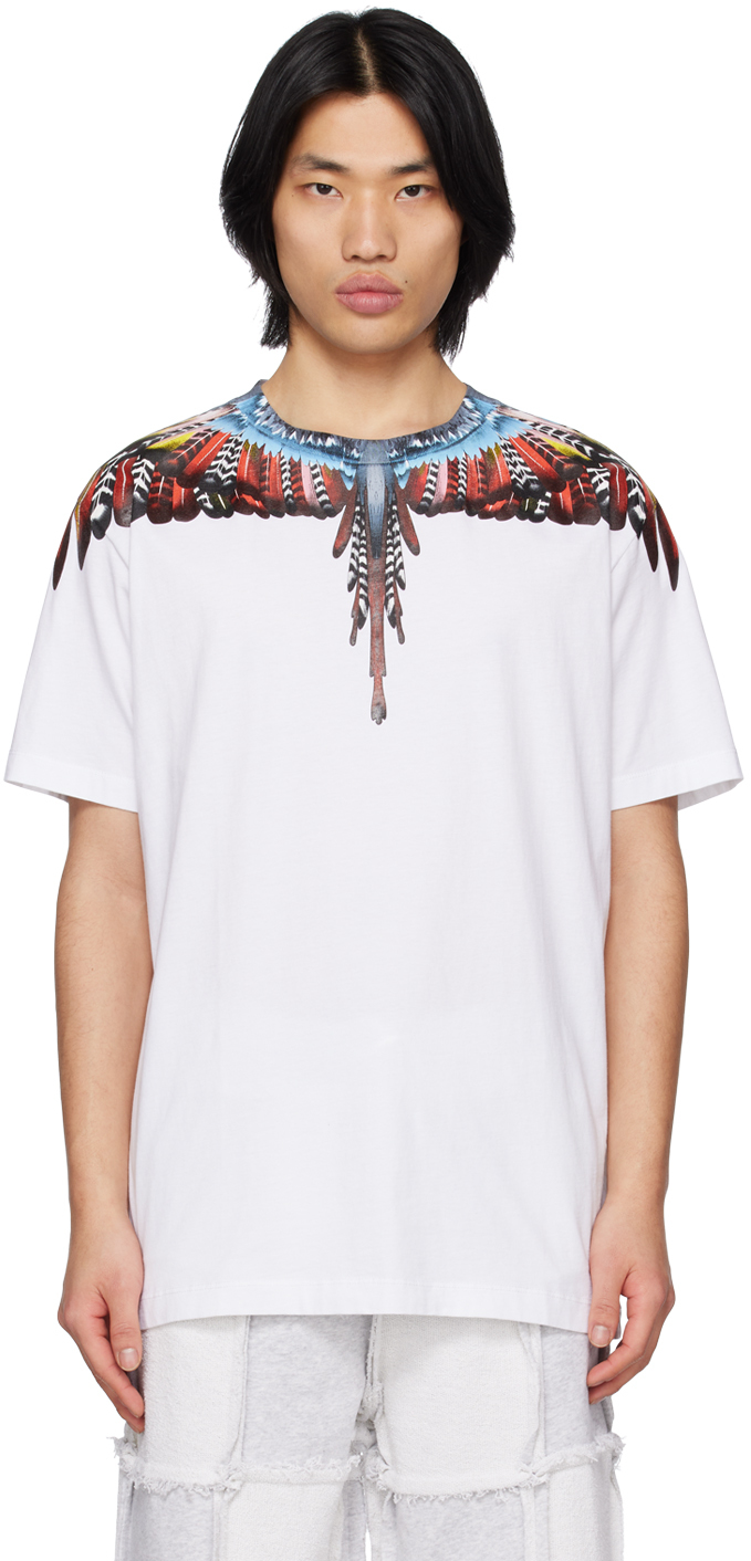 Marcelo Burlon County Of Milan White Grizzly Wings T-shirt In White Red