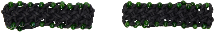Shawna Wu Ssense Exclusive Black & Green Handknot Garters