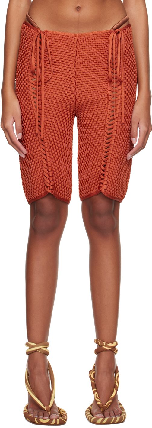 Isa Boulder Ssense Exclusive Orange Weavetied Shorts In Chili