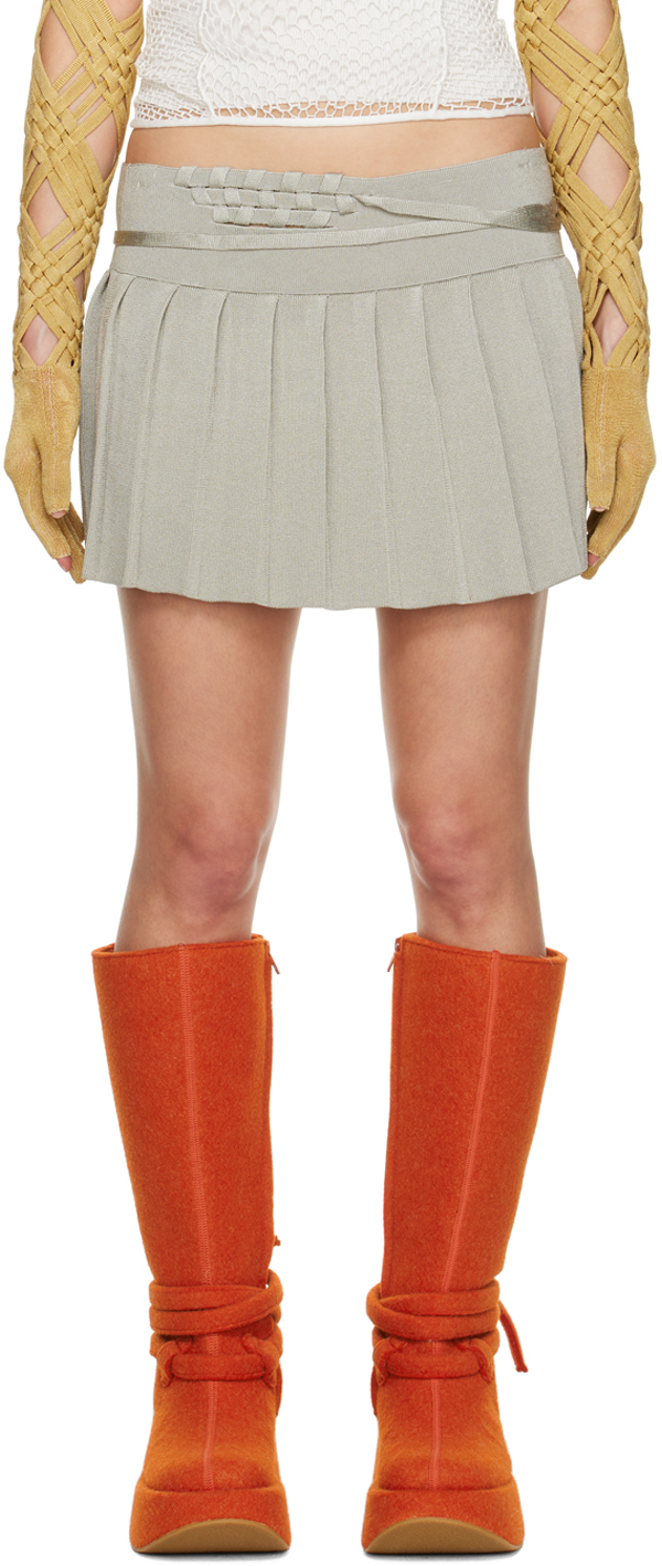 Isa Boulder Gray Interwoven Miniskirt