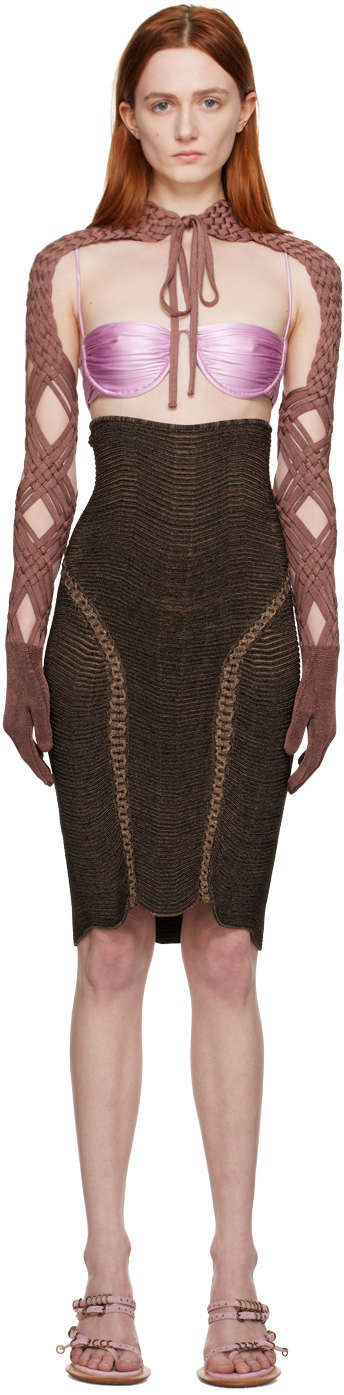 Brown Wideturn Midi Skirt