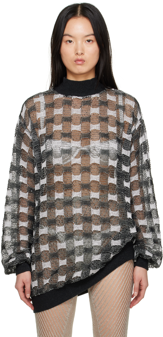 Isa Boulder Ssense Exclusive Black & White Checked Sweater In Chess