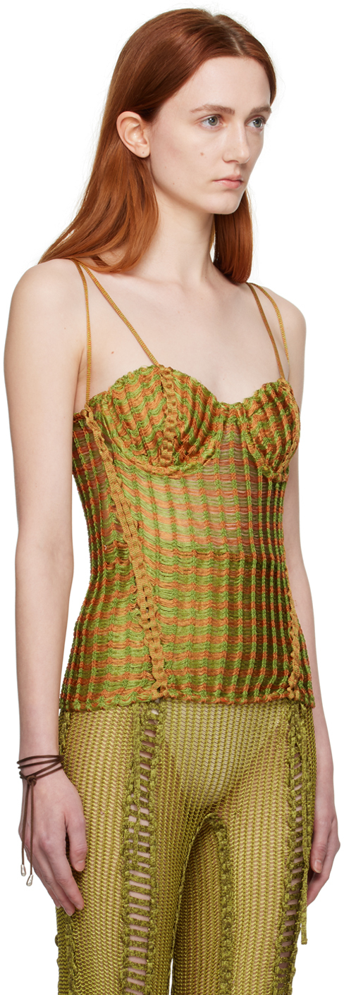 ISA BOULDER GREEN & ORANGE EXPANDABLE TANK TOP