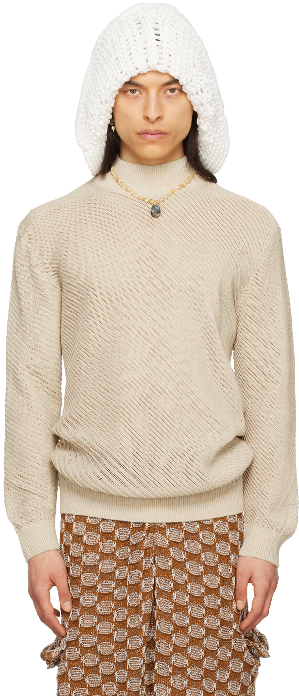 SSENSE Exclusive Beige Sweater by Isa Boulder on Sale