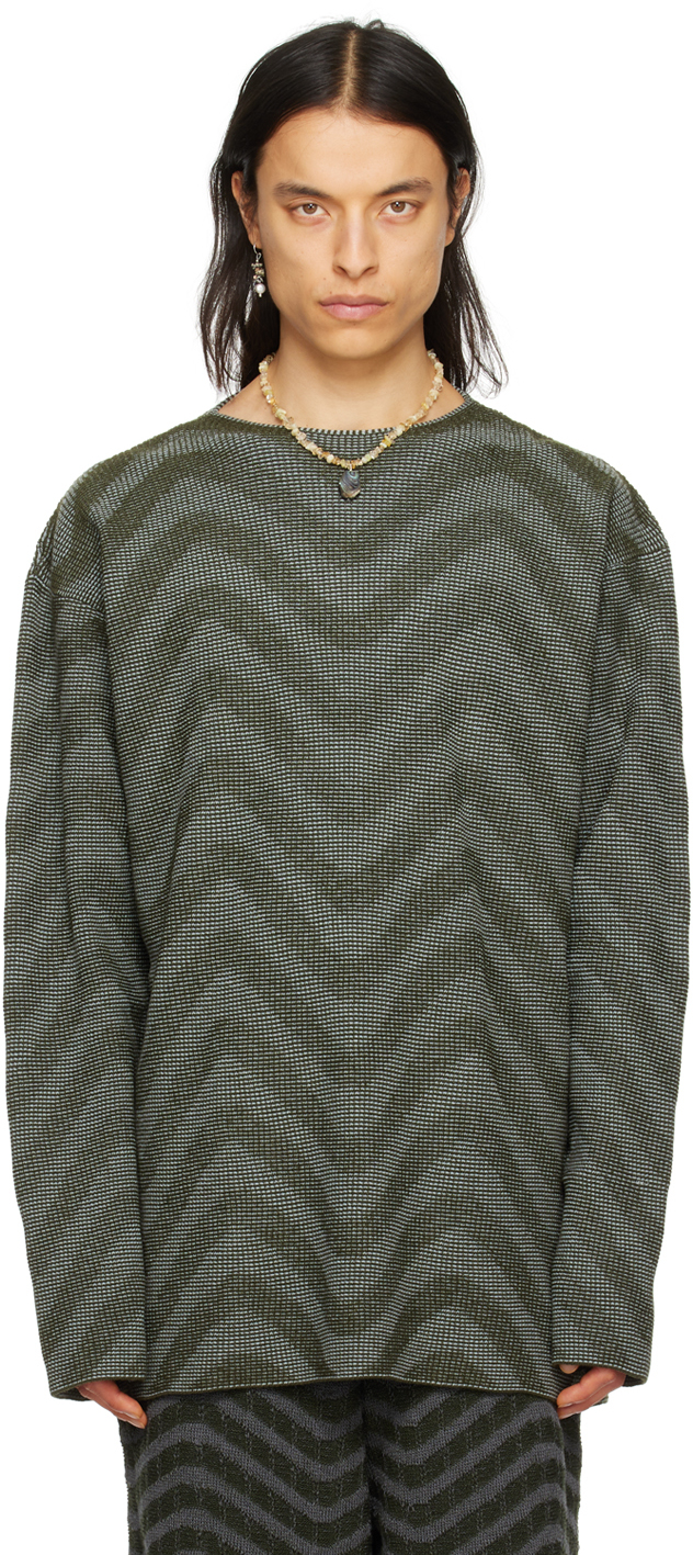 Isa Boulder Ssense Exclusive Green & Gray Sweater In Darkside