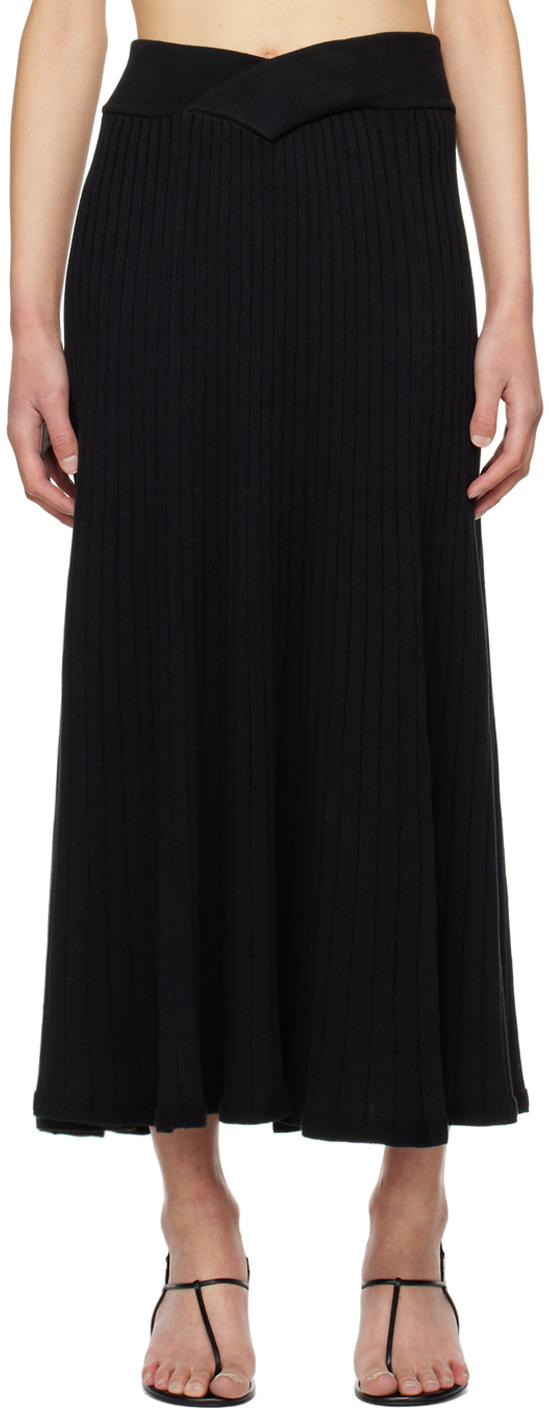 Black Celeste Midi Skirt by ANNA QUAN on Sale