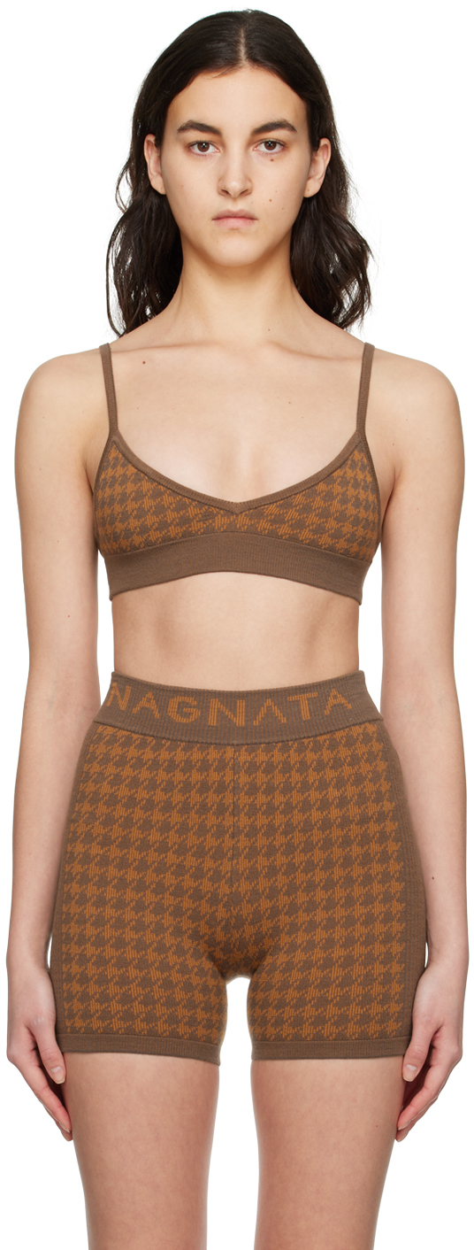 NAGNATA BROWN CHECKED OUT SPORTS BRA