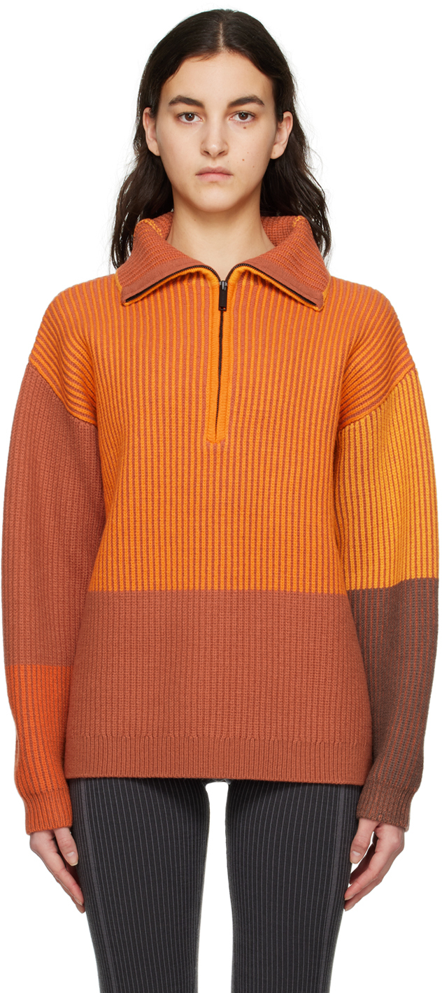 Nagnata Hinterland Zip Knit Jumper In Orange