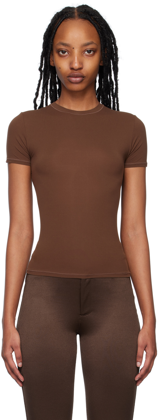 Shop Skims Brown Fits Everybody T-shirt In Cocoa