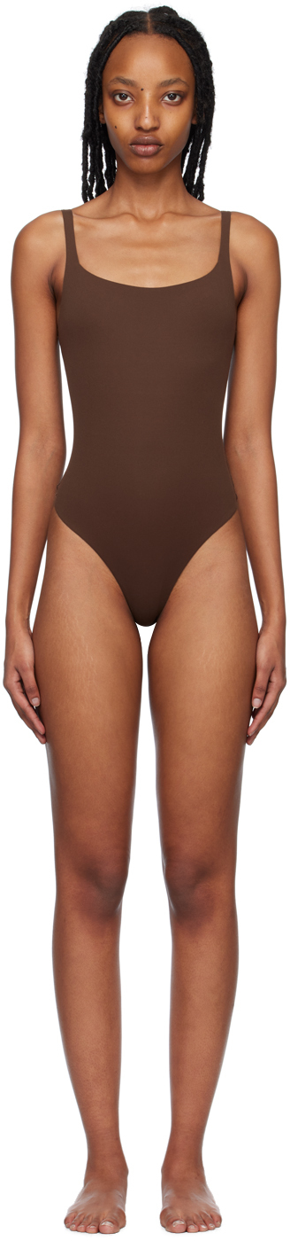 Skims Fits Everybody Square Neck Sleeveless Bodysuit In Cocoa
