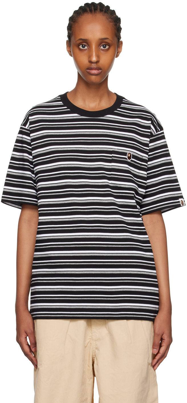 BAPE: Black Hoop One Point T-Shirt | SSENSE