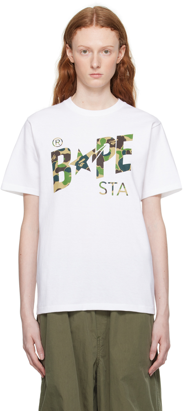 Bape: White Bape Sta T-Shirt | Ssense