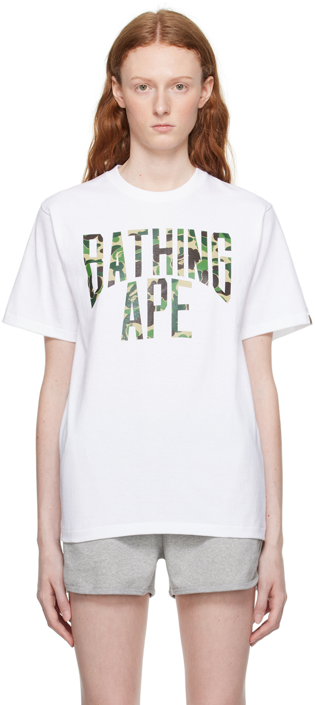 Bape White Abc Camo Nyc T-shirt In White X Green