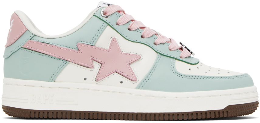 Bape White & Blue Sta #4 Sneakers In Green