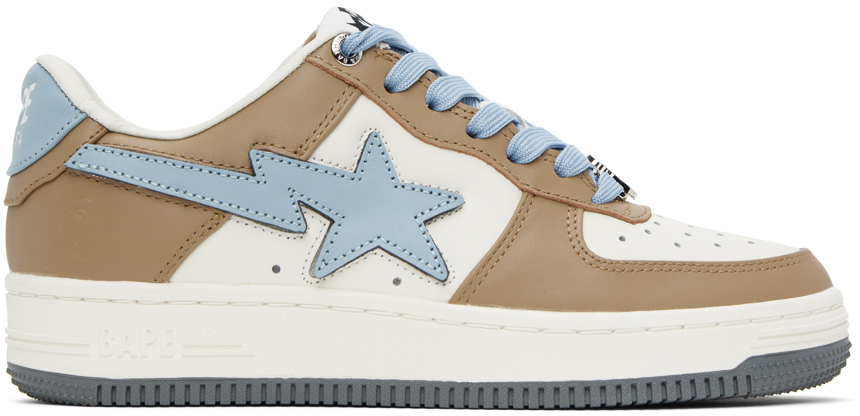 Bape White & Beige Sta #4 Sneakers