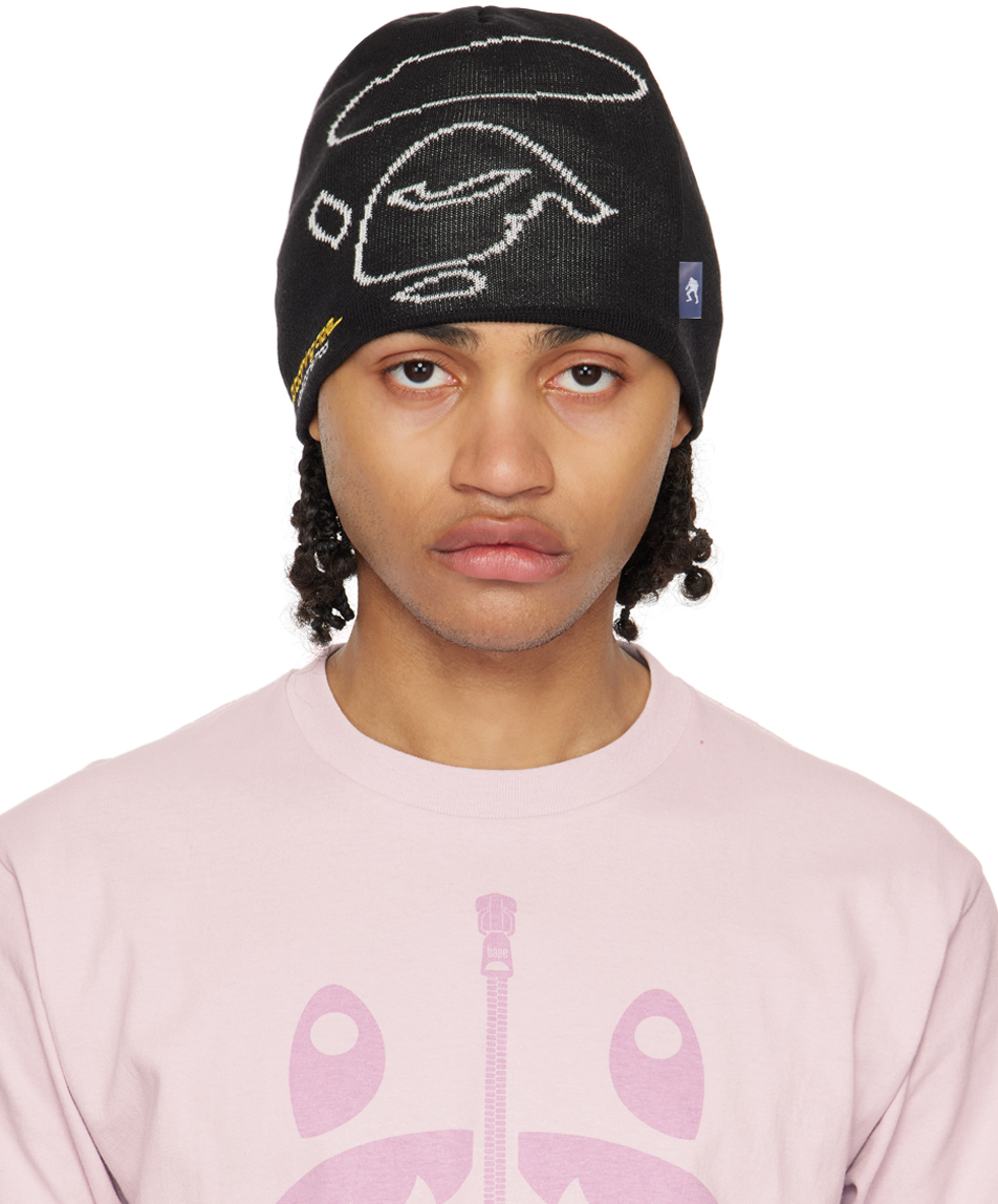 Bape Black Knit Ape Face Beanie | ModeSens