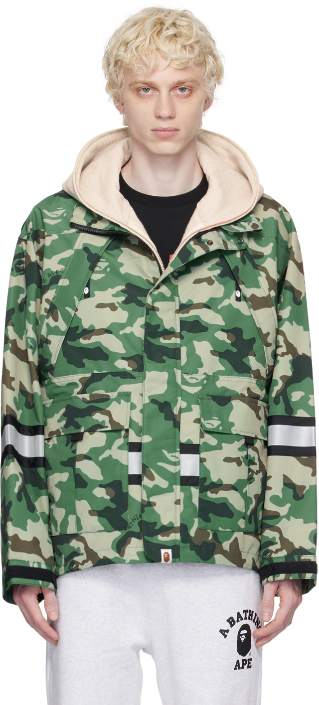BAPE: Green Woodland Camo Jacket | SSENSE