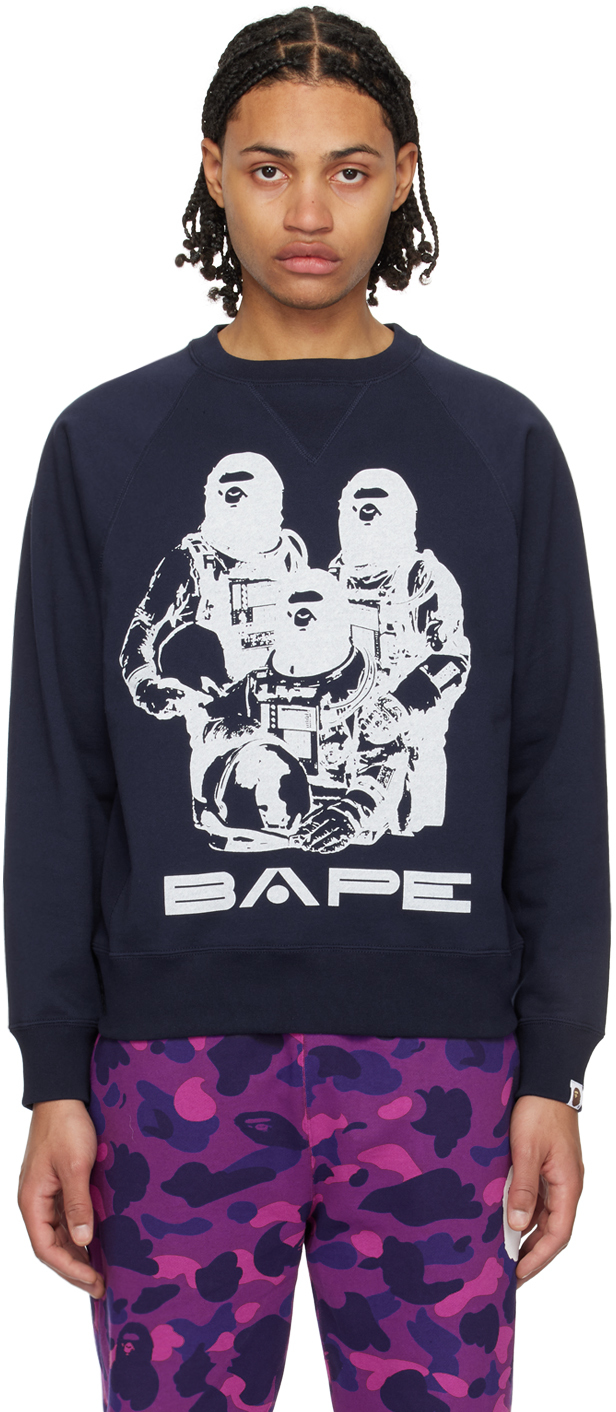 Bape Navy Relaxed-fit Sweatshirt