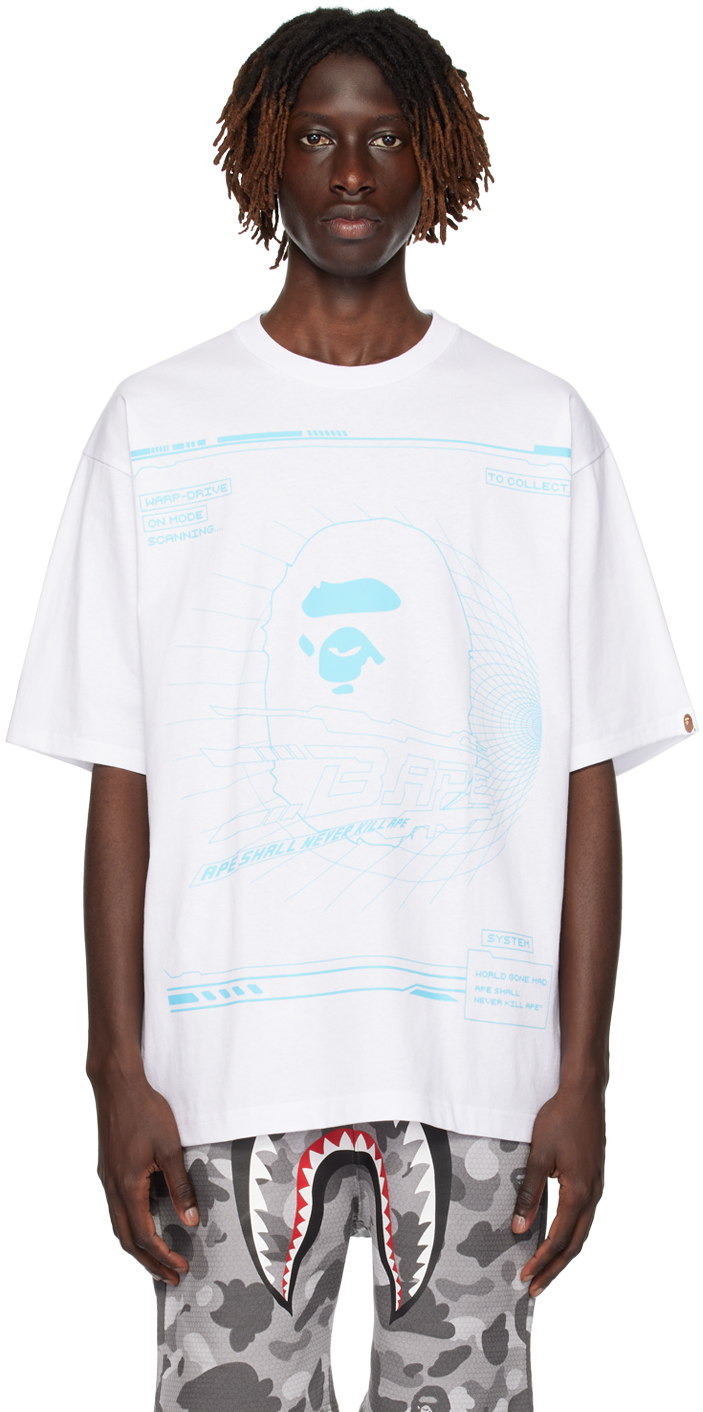 white printed tee