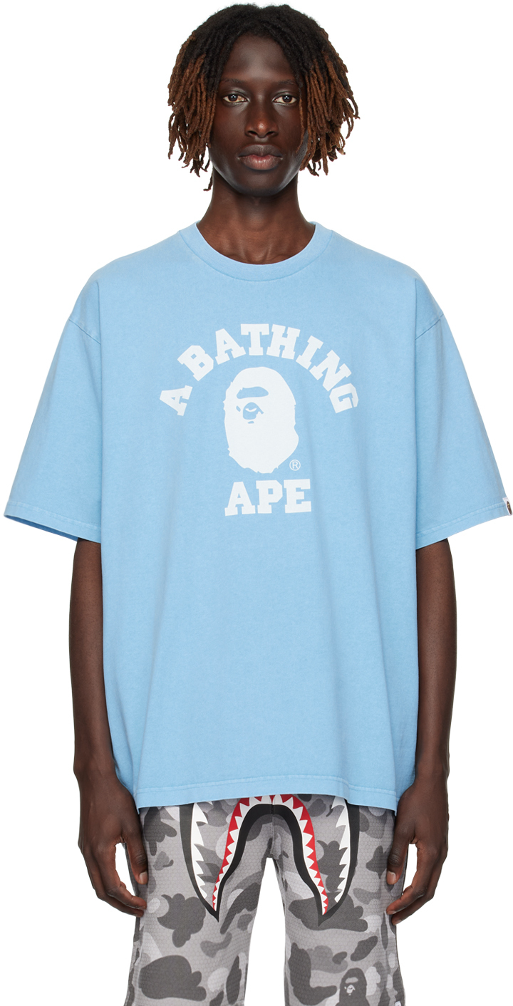 BAPE: Blue 'A Bathing Ape' T-Shirt | SSENSE