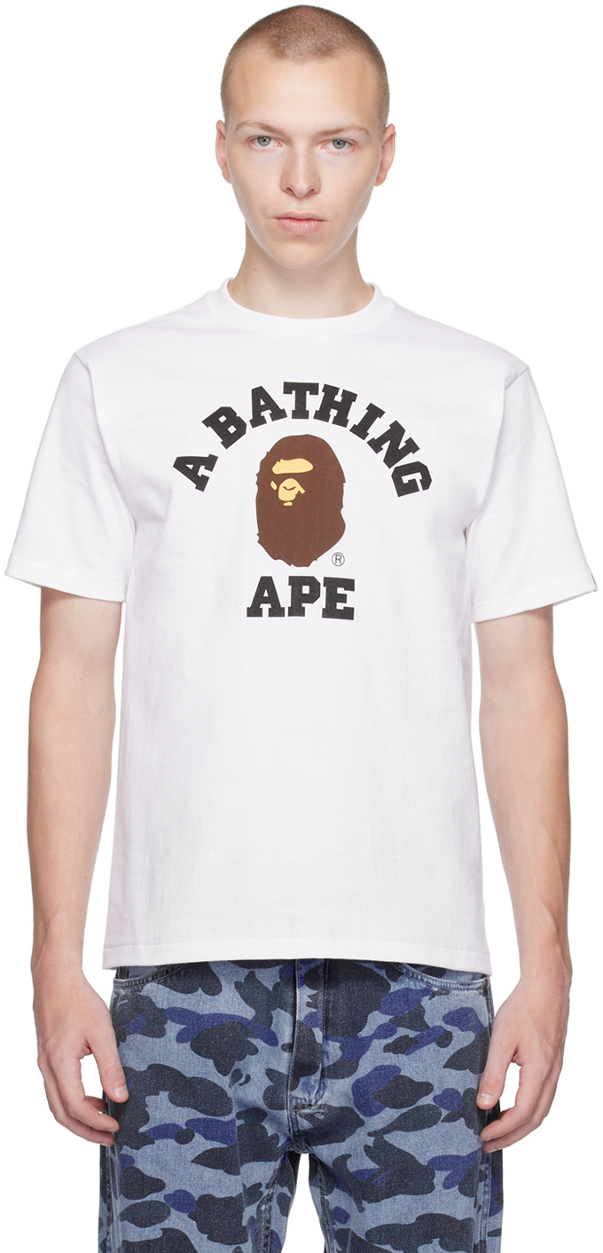 BAPE White College T-Shirt | Smart Closet