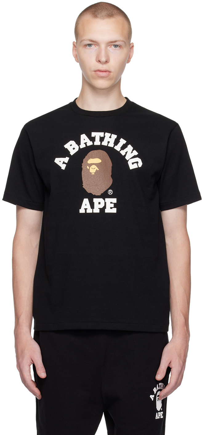 BAPE: Black College T-Shirt | SSENSE
