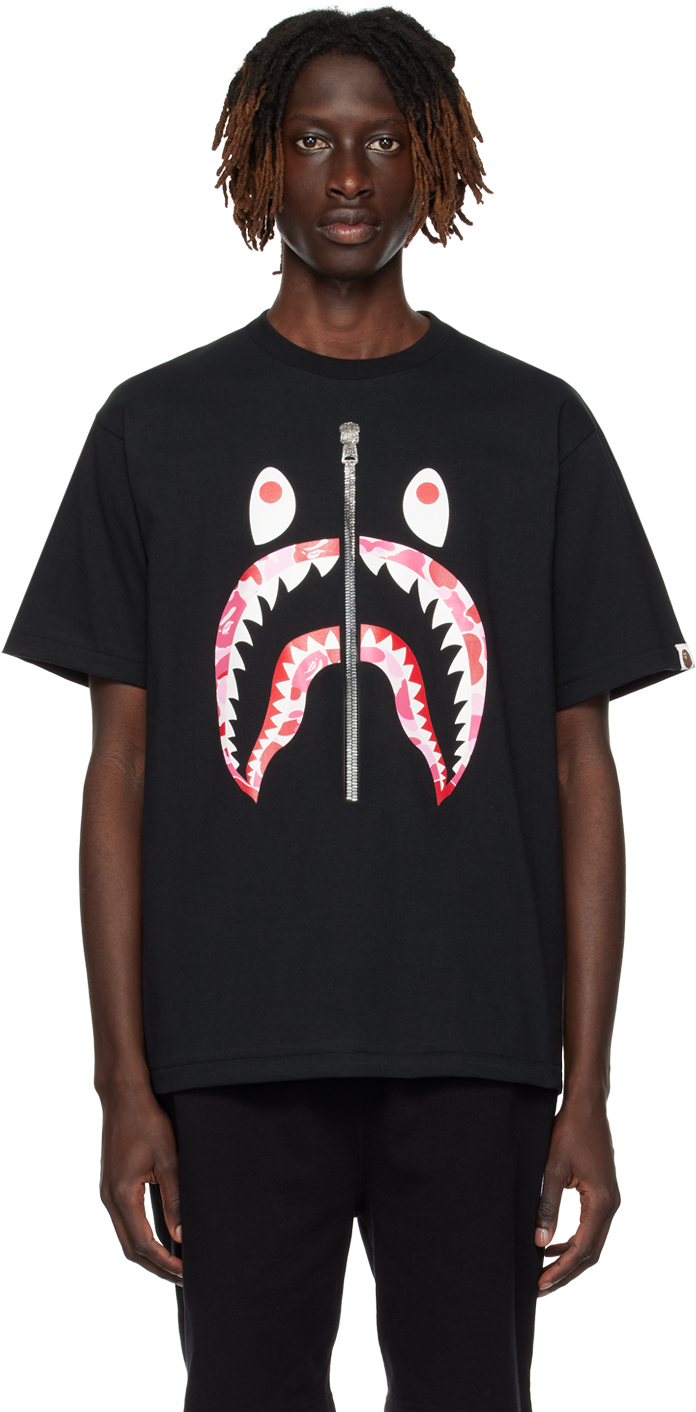 BAPE: Black ABC Camo Shark T-Shirt | SSENSE Canada